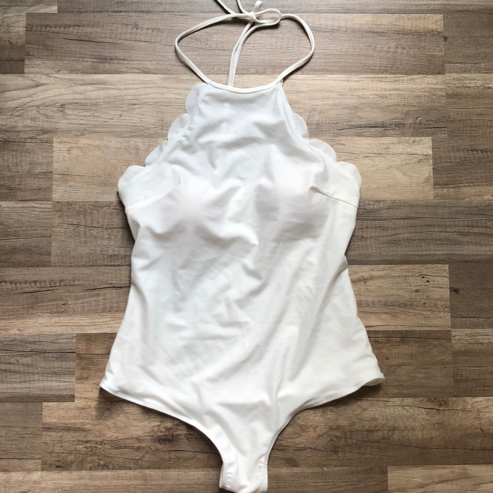 Scalloped White one piece